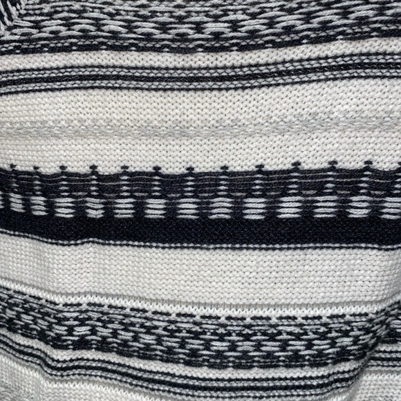 Women's Chaps Gray Black White Cream Mock Neck Pullover Knit Stripe Sweater  XL‎ - Picture 9 of 10